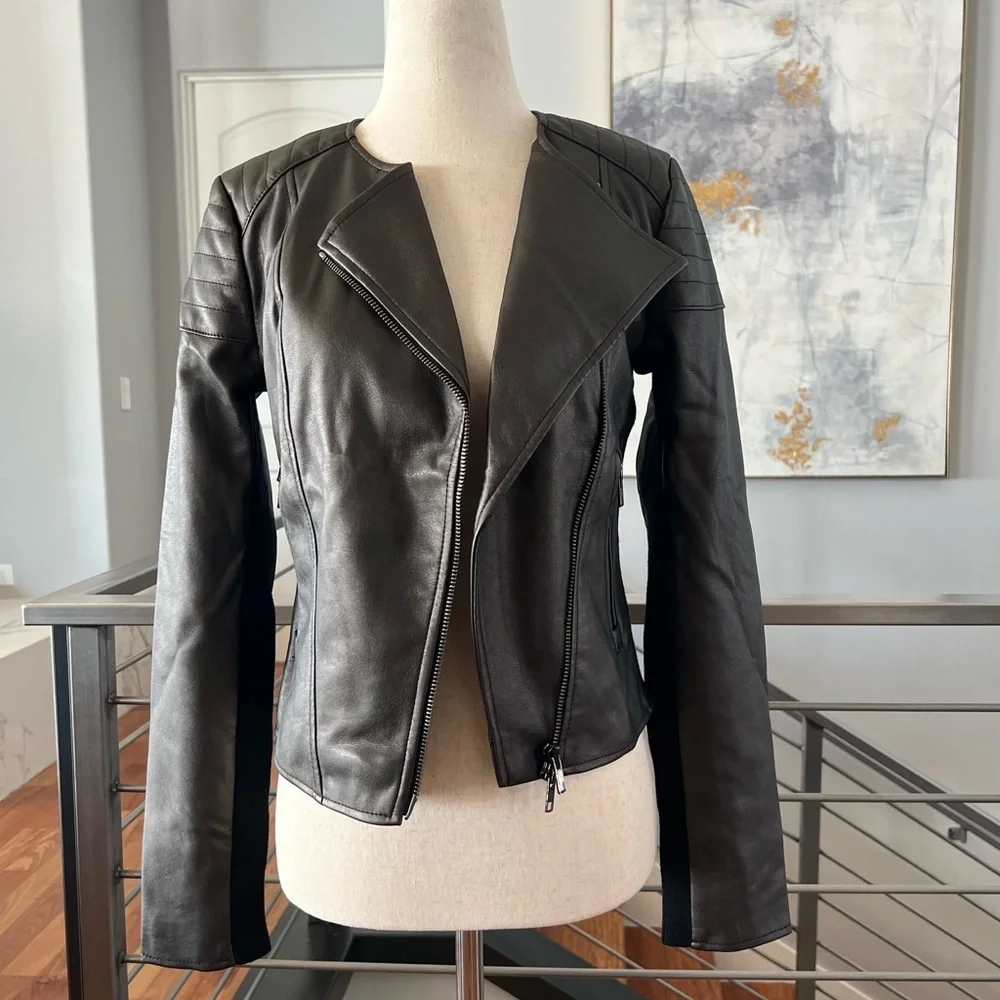 Bailey 44 Gunmetal Knox Faux Leather Jacket, Size 0 - Picture 2 of 15